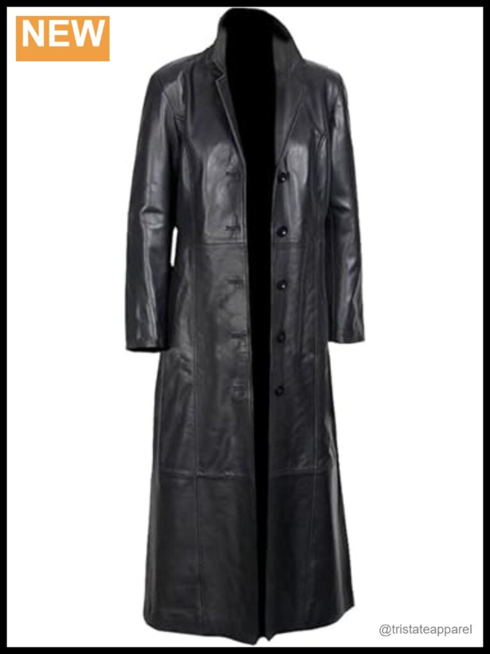 Genuine Leather Full Length Trench Coat Duster Overcoat